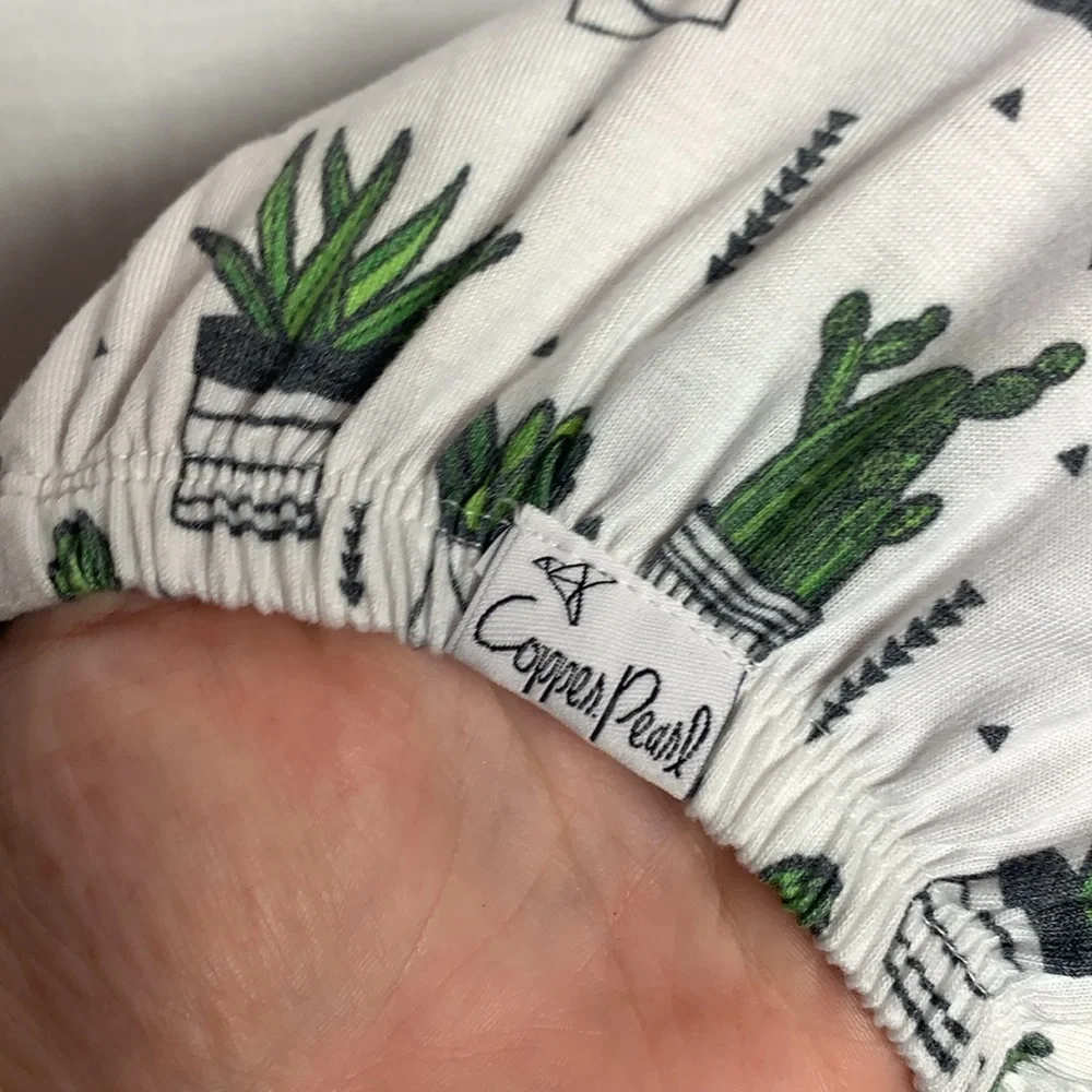 Copper Pearl Green and White Succulent Print Bassinet Sheet Bedding